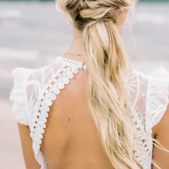 For Love and  Lemons bridal shower or wedding dress, white lace, bridal gown, S - Picture 5 of 13